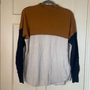 Madewell Sweater Women’s Small Colorblock Cream Mustard Mock Neck Alpaca Blend